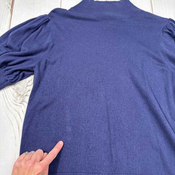 Puff Balloon Sleeve Halogen Navy Blue Short Sleeve Sweater Nordstrom XL Mock - Picture 13 of 13
